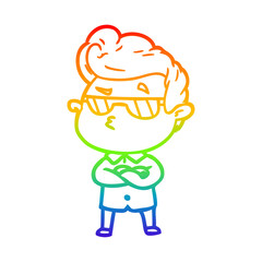 rainbow gradient line drawing cartoon cool guy