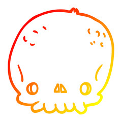 warm gradient line drawing cartoon skull