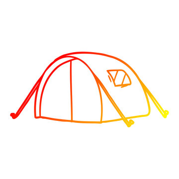 warm gradient line drawing cartoon tent