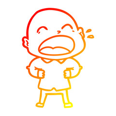 warm gradient line drawing cartoon shouting bald man