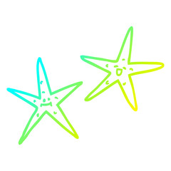 Fototapeta premium cold gradient line drawing cartoon star fish