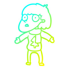 cold gradient line drawing surprised christmas person