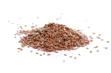 flax seeds cereal organic on white background isolation