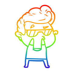 rainbow gradient line drawing cartoon cool guy