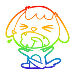 rainbow gradient line drawing cute cartoon dog barking
