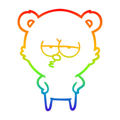 rainbow gradient line drawing bored bear cartoon