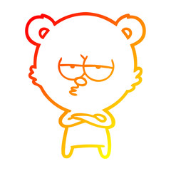 warm gradient line drawing bored bear cartoon