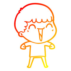 warm gradient line drawing cartoon happy man