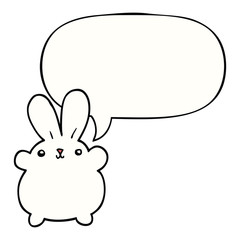 cute cartoon rabbit and speech bubble