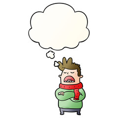 cartoon obnoxious man and thought bubble in smooth gradient style