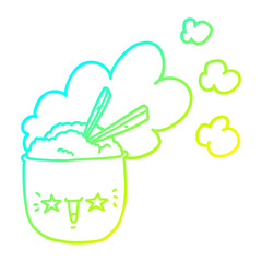 cold gradient line drawing cute cartoon hot rice bowl