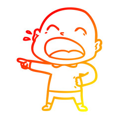 warm gradient line drawing cartoon shouting bald man