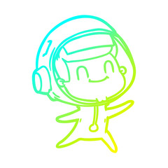 cold gradient line drawing happy cartoon astronaut