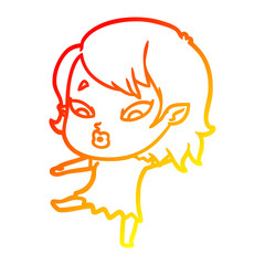 warm gradient line drawing cute cartoon vampire girl