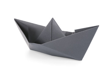 Black paper boat isolated