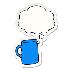 cartoon mug and thought bubble as a printed sticker