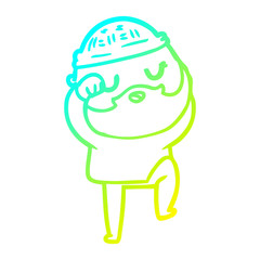 cold gradient line drawing cartoon man with beard