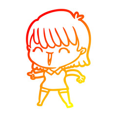 warm gradient line drawing cartoon woman