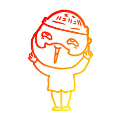 warm gradient line drawing cartoon happy bearded man