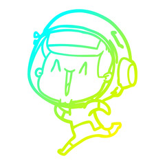 cold gradient line drawing happy cartoon astronaut