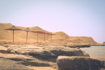 Beautiful sandy beach on Red Sea, near Egypt