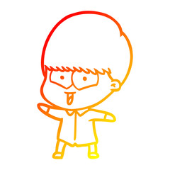 warm gradient line drawing cartoon happy boy