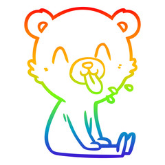 rainbow gradient line drawing rude cartoon bear