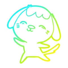cold gradient line drawing happy cartoon dog