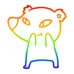 rainbow gradient line drawing cute cartoon bear