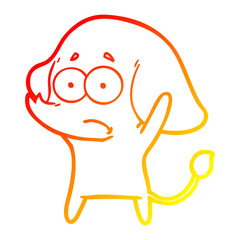 warm gradient line drawing cartoon unsure elephant