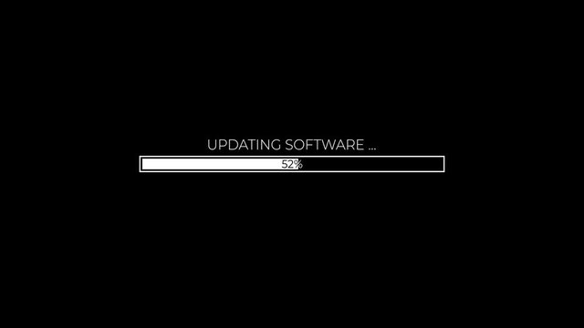 Digital updating software progress bar. Closeup Process of Updating Software on Monitor Screen.