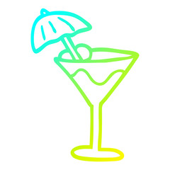 cold gradient line drawing cartoon martini drink