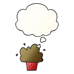 cartoon cupcake and thought bubble in smooth gradient style
