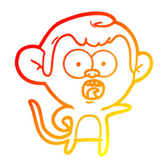 warm gradient line drawing cartoon shocked monkey