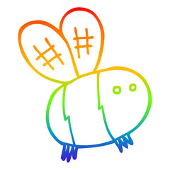 rainbow gradient line drawing cartoon bee