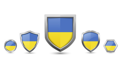 Fototapeta premium Set of ukraine country flag with shape shield