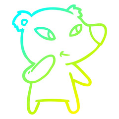 cold gradient line drawing cute cartoon bear