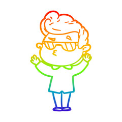 rainbow gradient line drawing cartoon cool guy