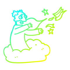 cold gradient line drawing cartoon god creating universe