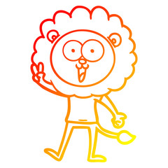 warm gradient line drawing happy cartoon lion