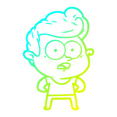 cold gradient line drawing cartoon staring man