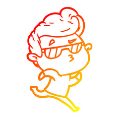 warm gradient line drawing cartoon cool guy