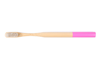 Bamboo toothbrush isolated on white background