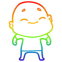 rainbow gradient line drawing happy cartoon bald man