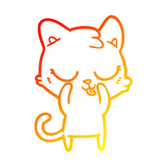 warm gradient line drawing cartoon cat