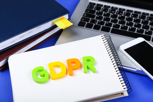 General Data Protection Regulation, GDPR with notepad, laptop and smartphone