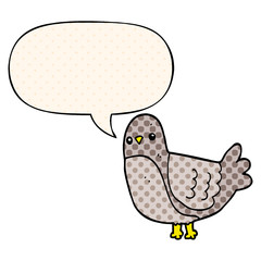 cartoon bird and speech bubble in comic book style