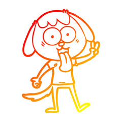 warm gradient line drawing cute cartoon dog