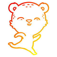 warm gradient line drawing happy cartoon bear