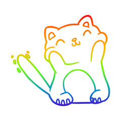 rainbow gradient line drawing very happy cute cat